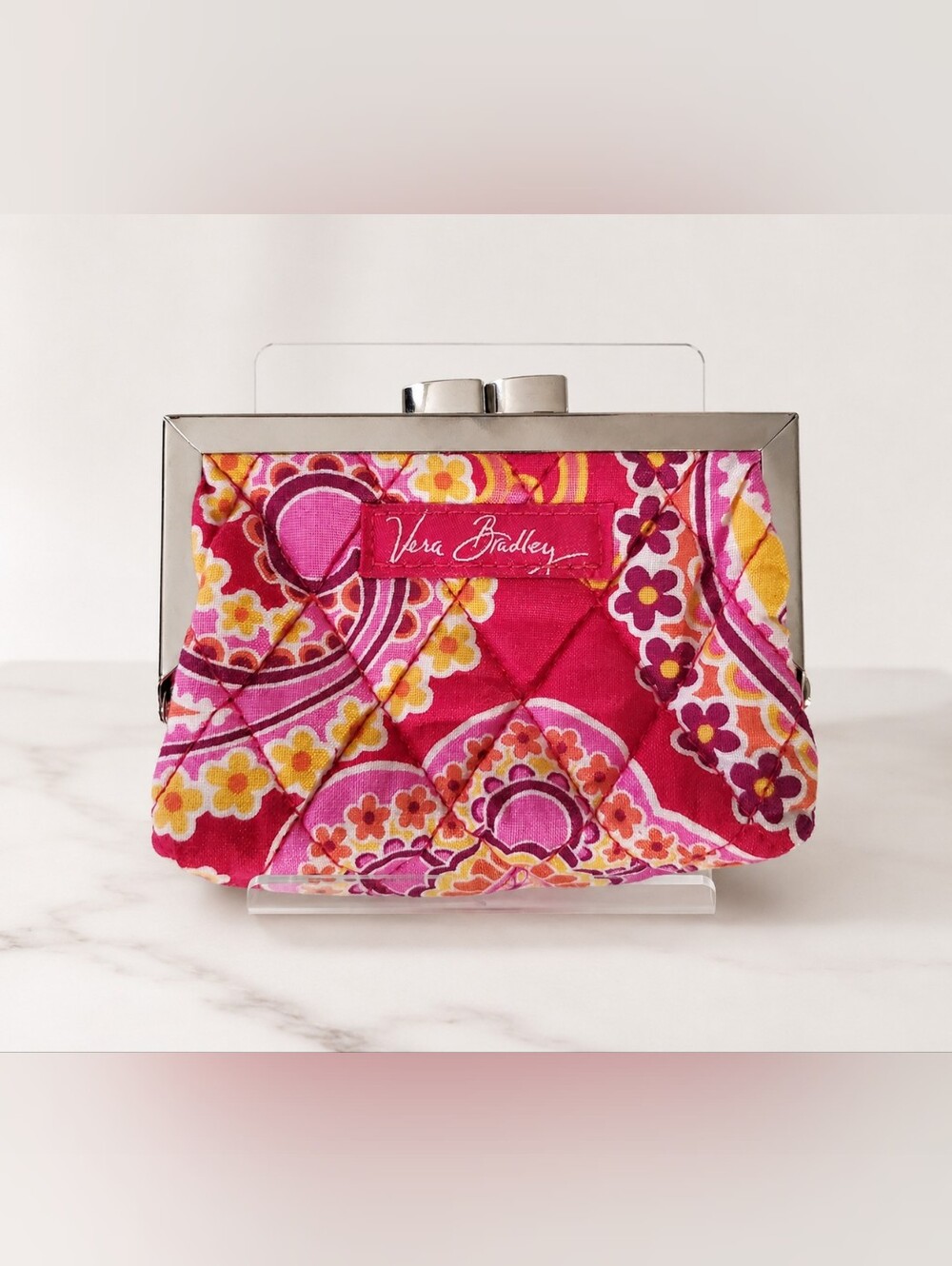 Vera Bradley Raspberry Fizz Quilted Kiss-Lock Coin Purse